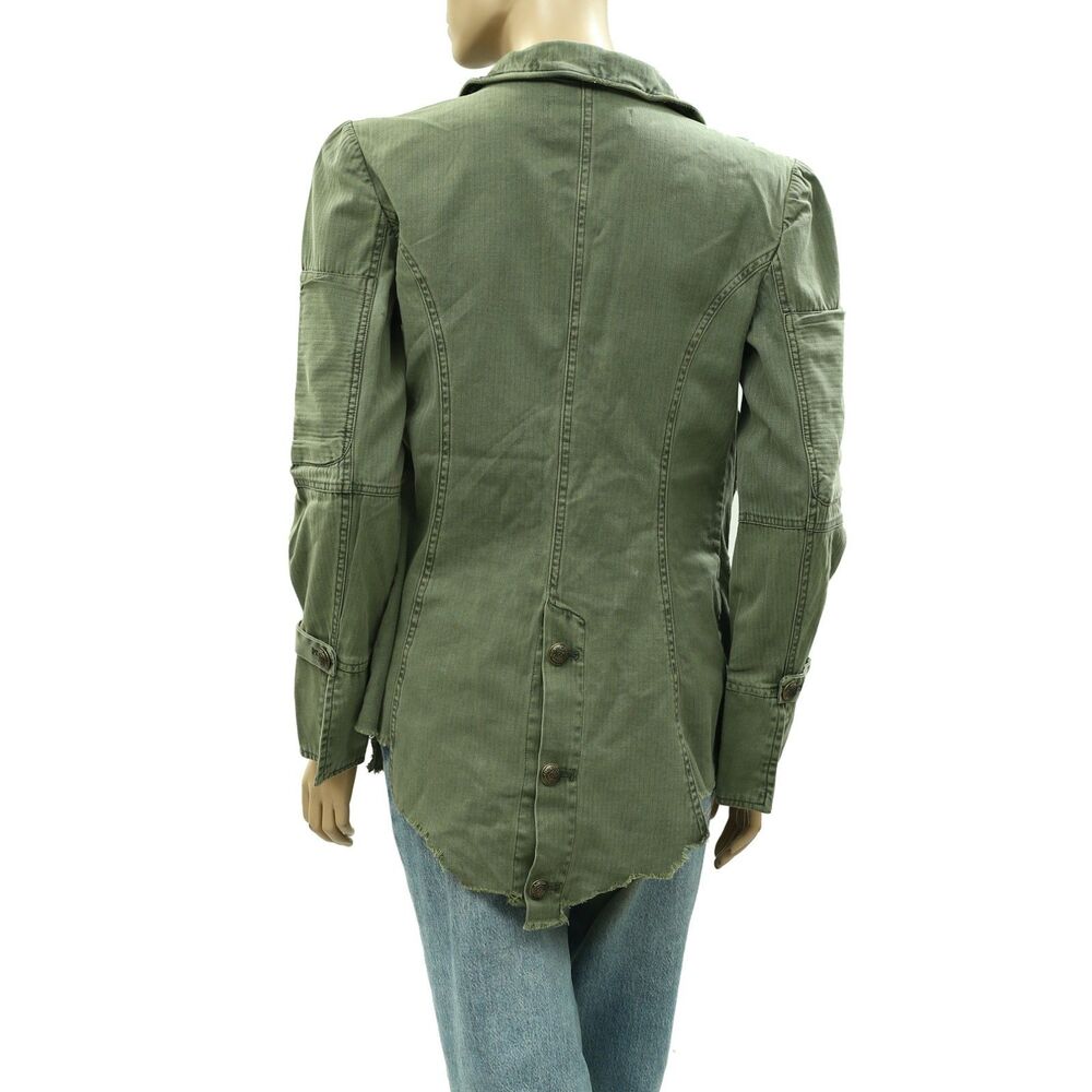 Free People Harlow Jacket Blazer Coat Top Long Sleeves Solid Cotton S 288219 - Picture 7 of 12